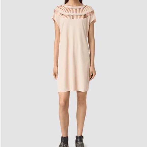 All Saints Slash Tee Dress in Pink - Picture 3 of 8